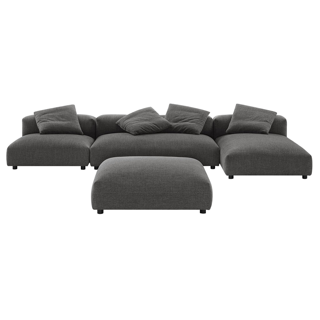 Solace 4-Piece Modular Upholstered Fabric Sectional Sofa With Ottoman by Modway