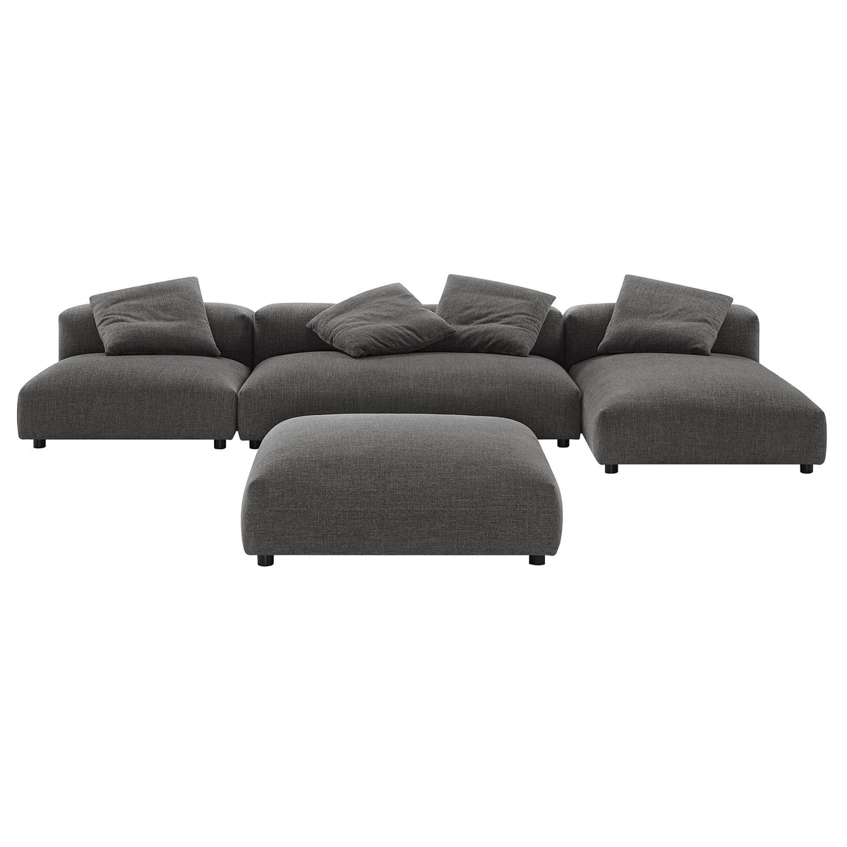 Solace 4-Piece Modular Upholstered Fabric Sectional Sofa With Ottoman by Modway