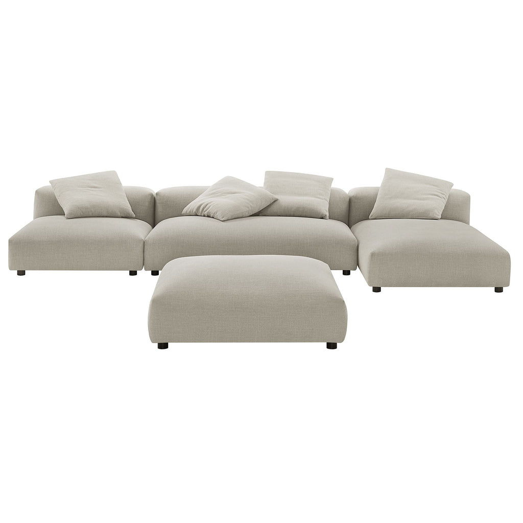 Solace 4-Piece Modular Upholstered Fabric Sectional Sofa With Ottoman by Modway