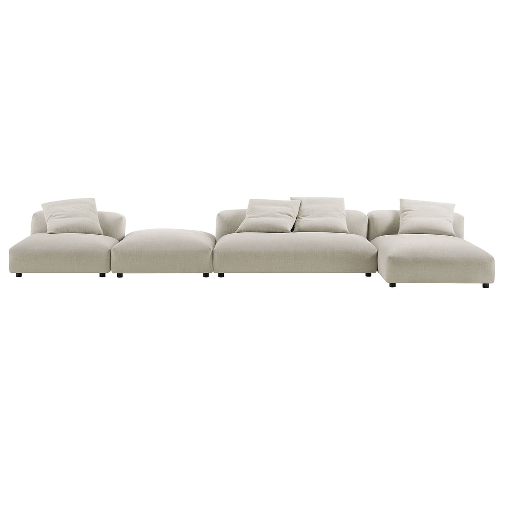 Solace 4-Piece Modular Upholstered Fabric Sectional Sofa With Ottoman by Modway