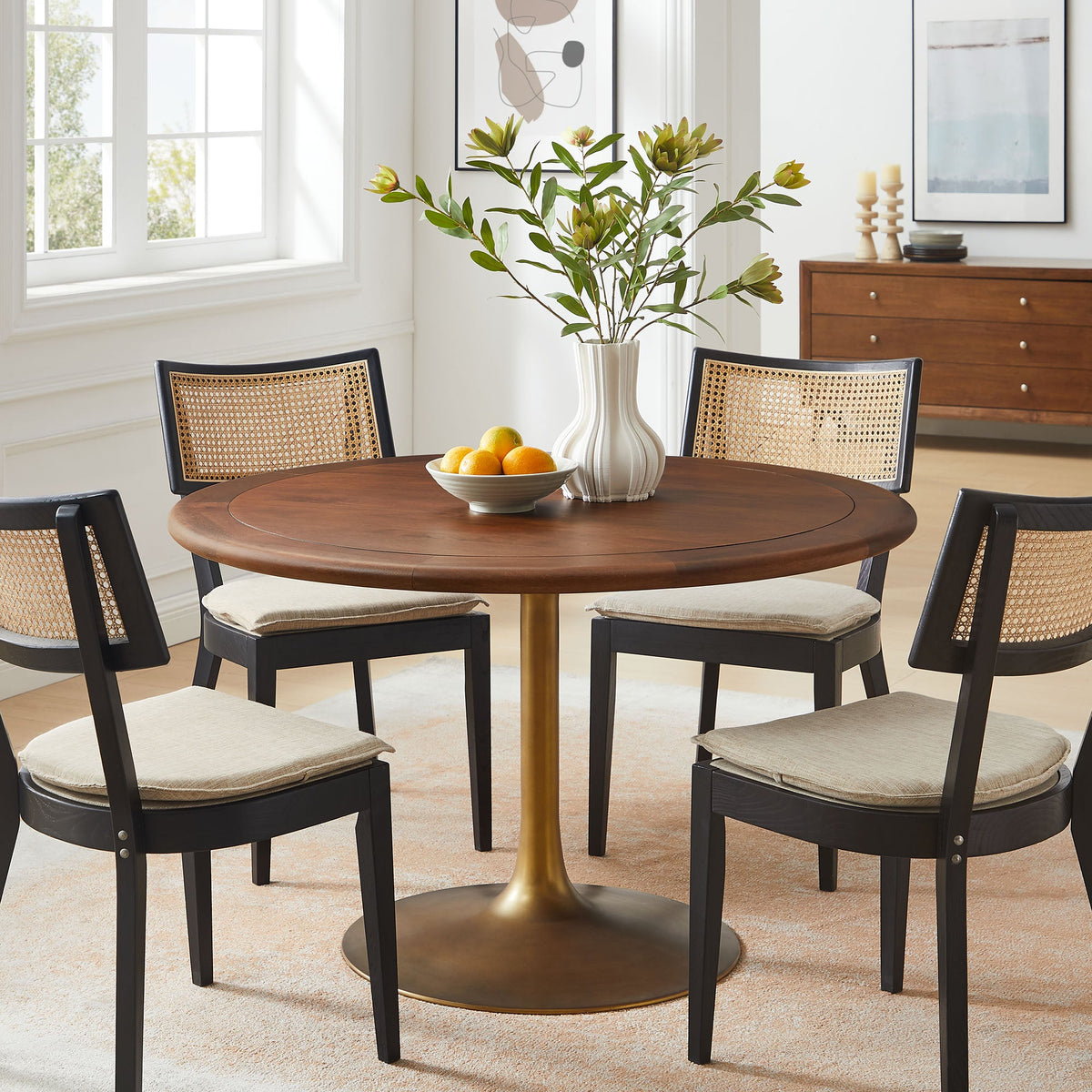 Lippa Round Pedestal Solid Wood Dining Table by Modway