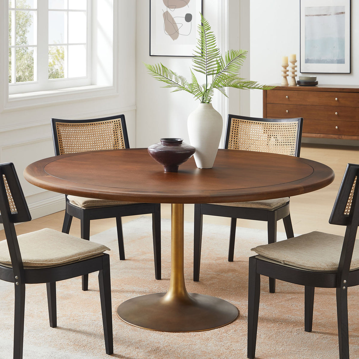 Lippa Round Pedestal Solid Wood Dining Table by Modway