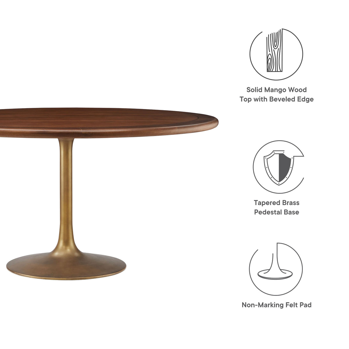 Lippa Round Pedestal Solid Wood Dining Table by Modway
