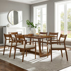 Solara 7-Piece Wood Dining Set with Fabric Upholstered Armchairs by Modway