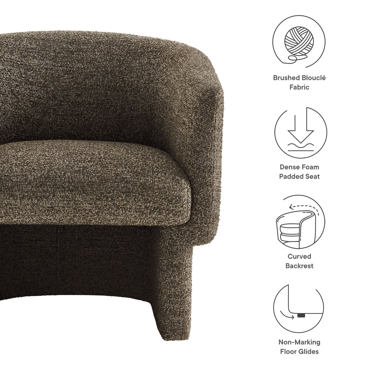 Muse Boucle Fabric Barrel Accent Chair by Modway