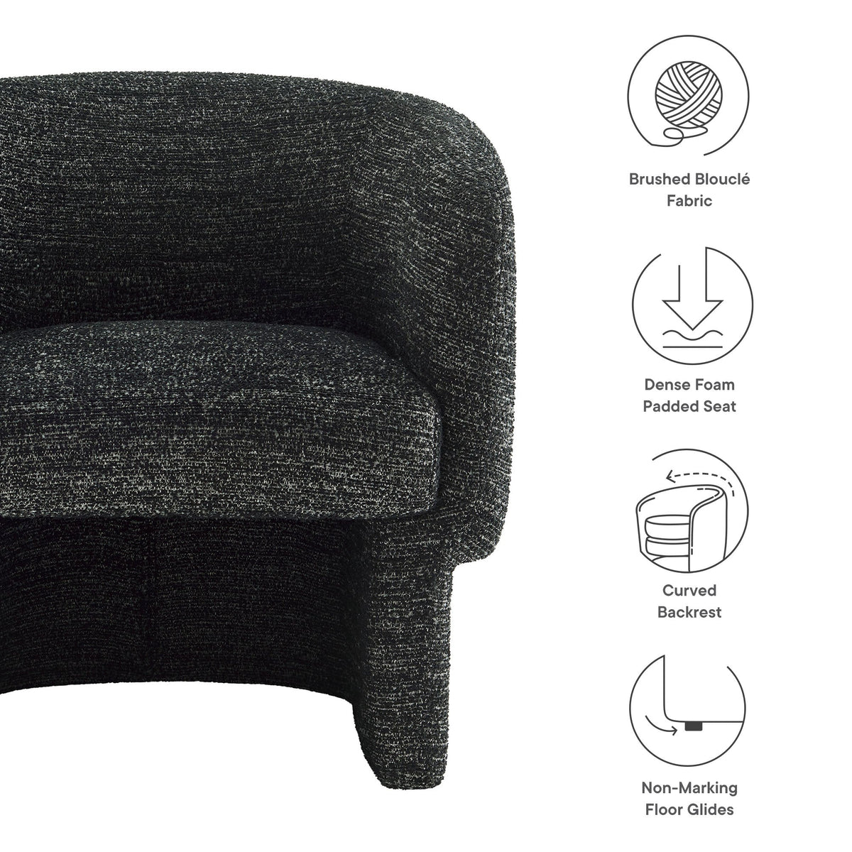 Muse Boucle Fabric Barrel Accent Chair by Modway