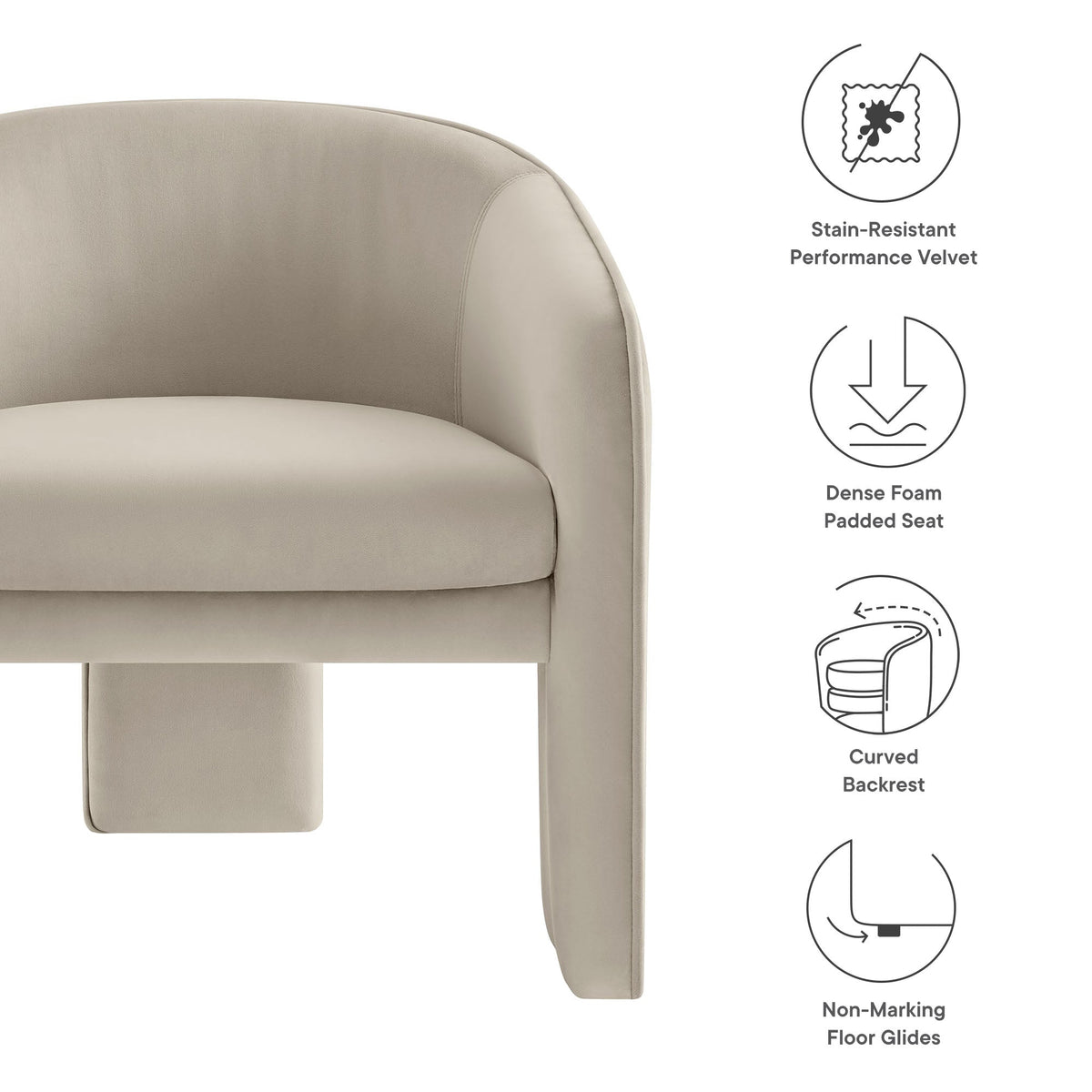 Greer Performance Velvet Upholstered Accent Armchair by Modway