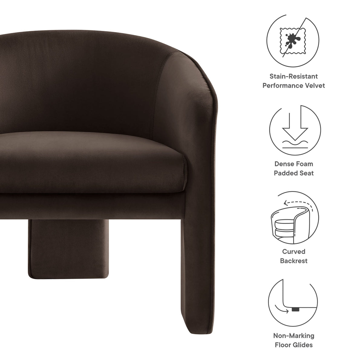 Greer Performance Velvet Upholstered Accent Armchair by Modway