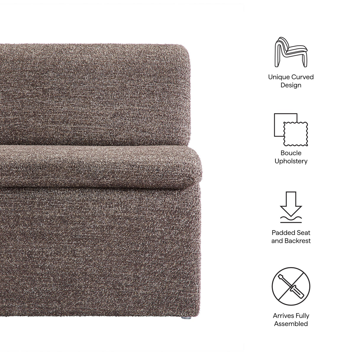 Lume Boucle Upholstered Armless Accent Chair by Modway