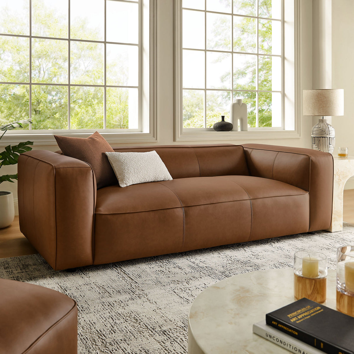 Auren Upholstered Vegan Leather Sofa by Modway