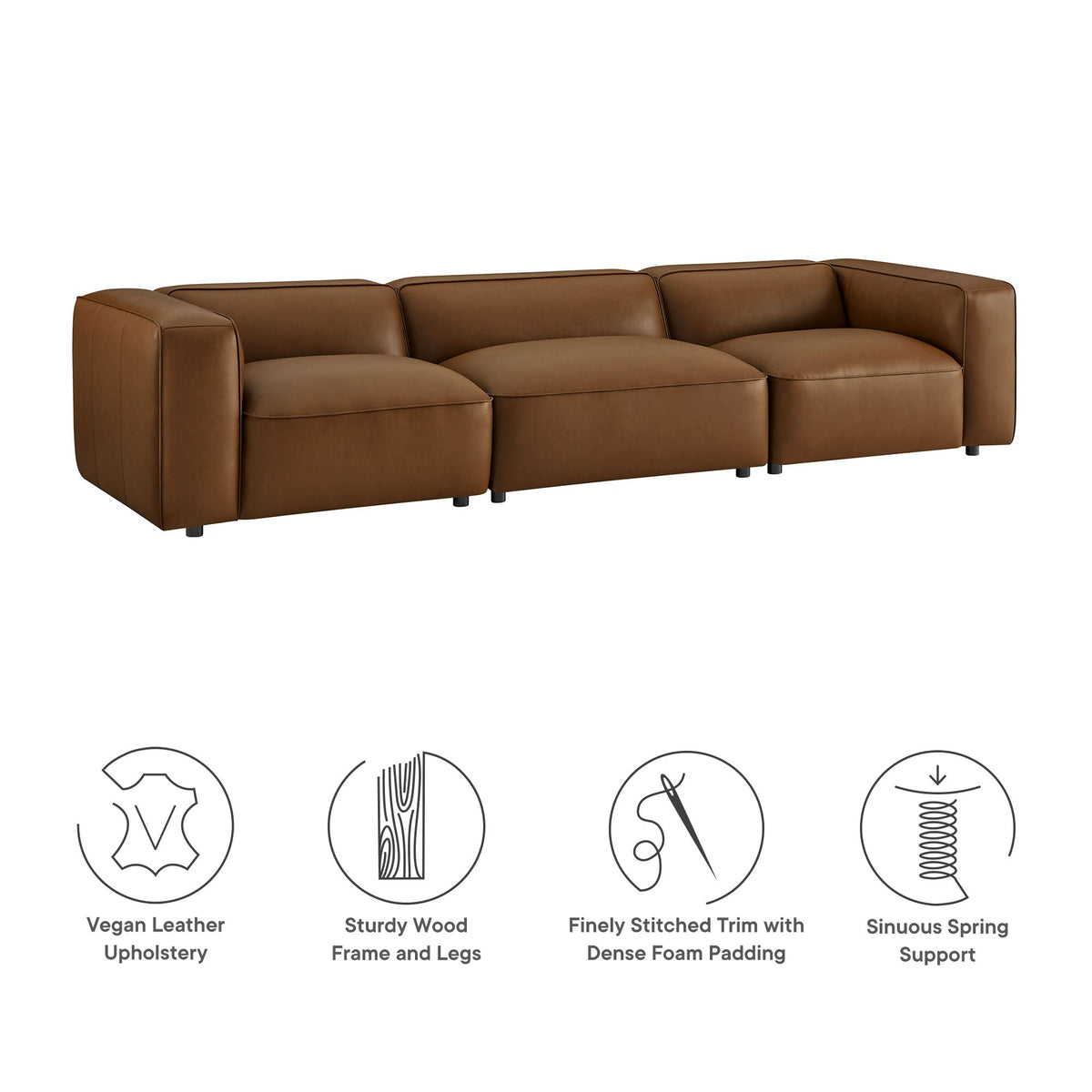 Auren 3-Piece Upholstered Vegan Leather Modular Sofa by Modway
