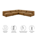 Auren 5-Piece Upholstered Armless L-Shaped Vegan Leather Modular Sofa by Modway