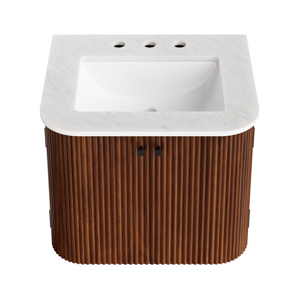 Zia Wall-Mount Bathroom Vanity with Marble Sink by Modway