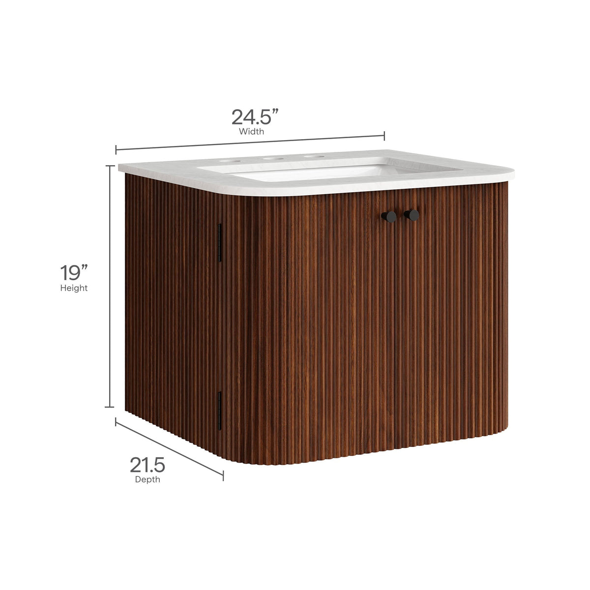 Zia Wall-Mount Bathroom Vanity with Marble Sink by Modway
