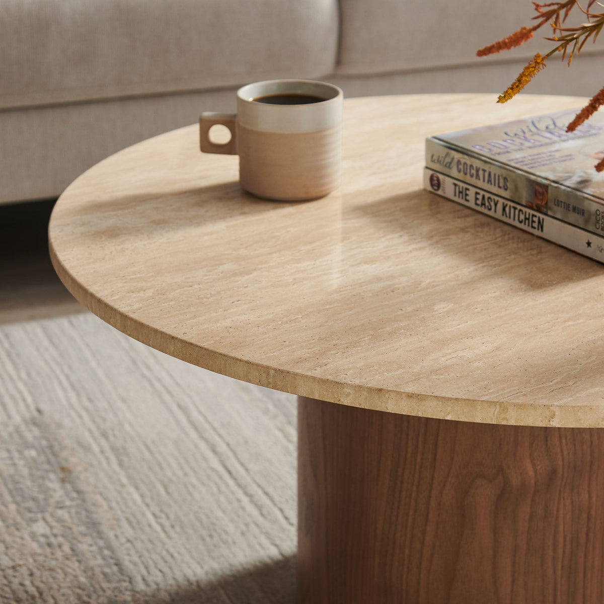 Kioni Round Travertine Coffee Table by Modway