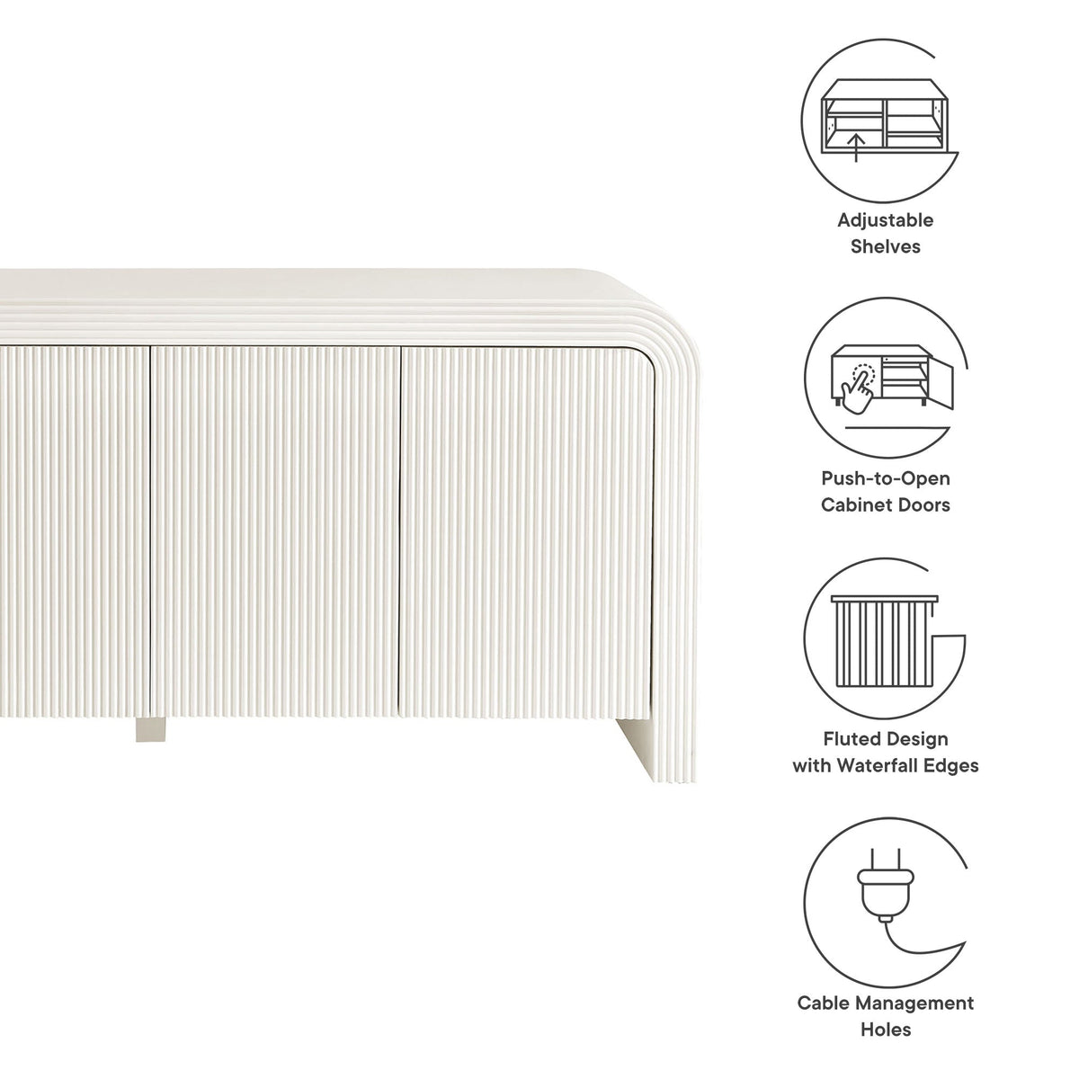 Waterflute 70" Fluted Sideboard Cabinet by Modway