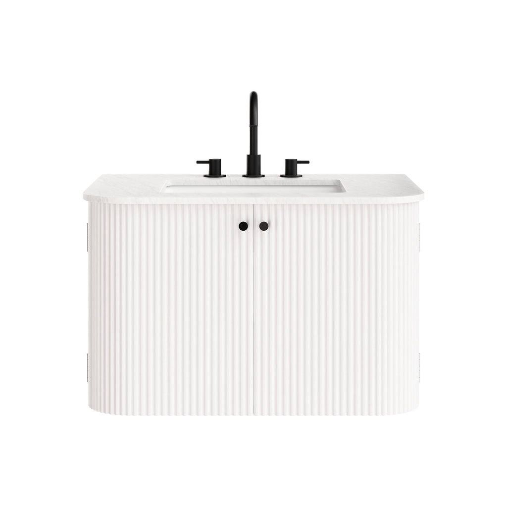 Zia Wall-Mount Bathroom Vanity with Marble Sink by Modway
