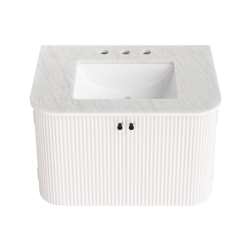 Zia Wall-Mount Bathroom Vanity with Marble Sink by Modway