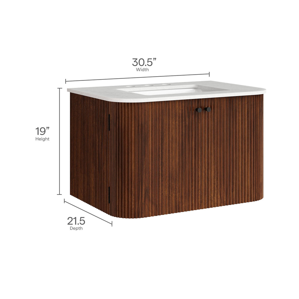 Zia Wall-Mount Bathroom Vanity with Marble Sink by Modway
