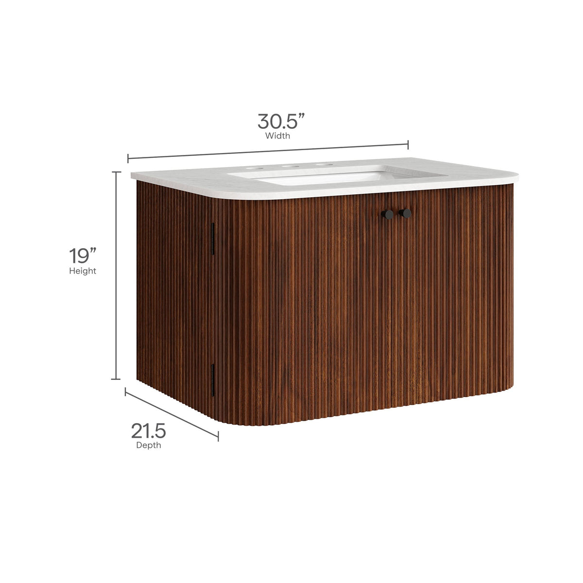 Zia Wall-Mount Bathroom Vanity with Marble Sink by Modway
