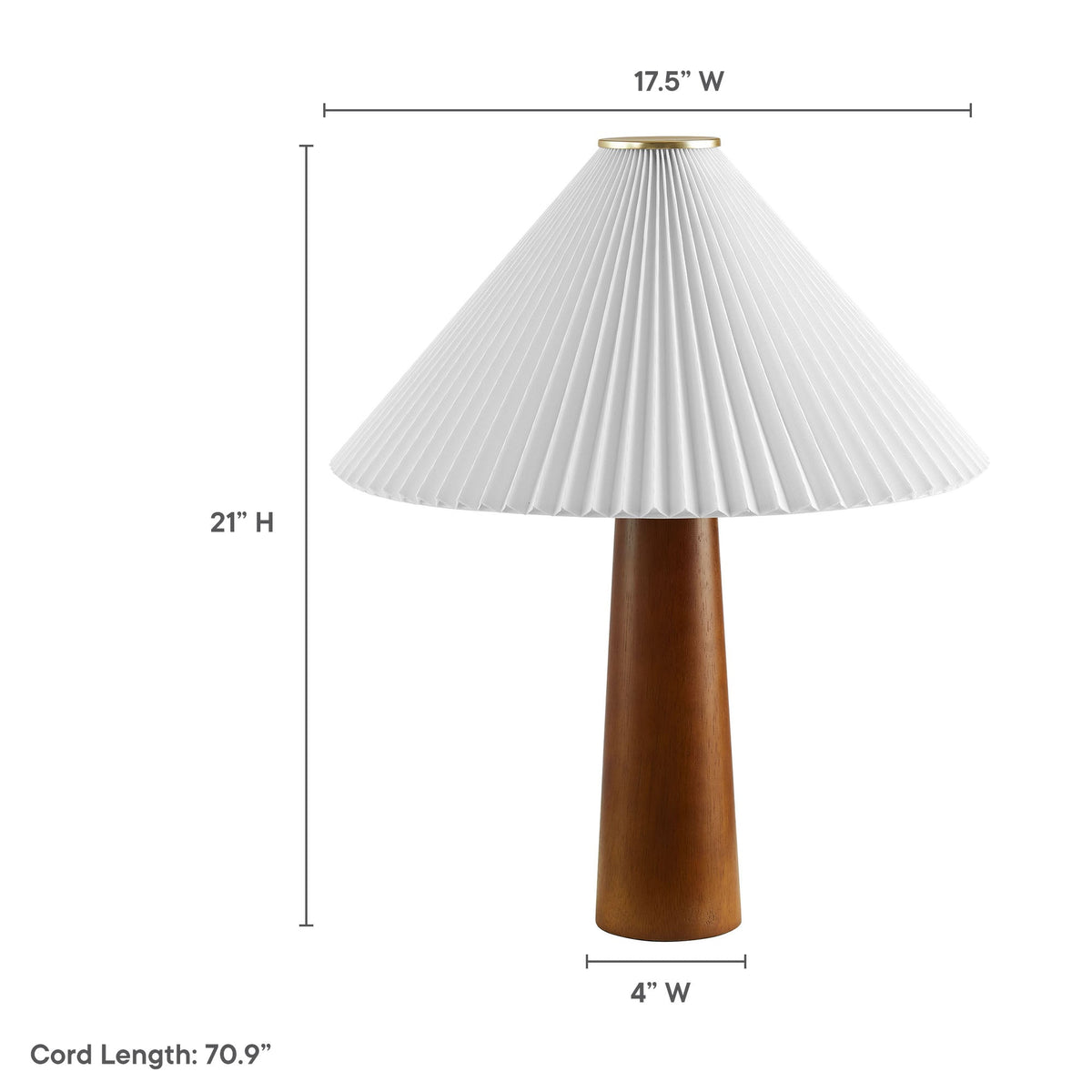 Jessica Wooden Base Table Lamp With Pleated Fabric Shade by Modway