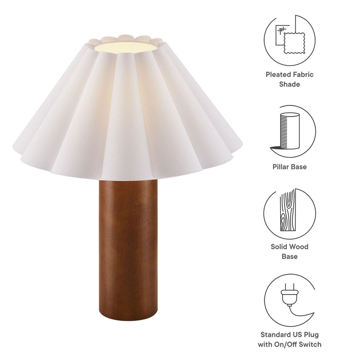 Flora Wood Table Lamp With Pleated Petal Shade by Modway