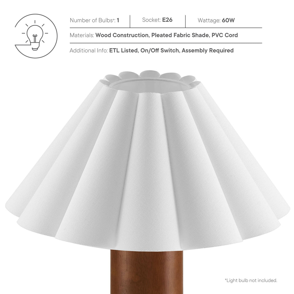 Flora Wood Table Lamp With Pleated Petal Shade by Modway