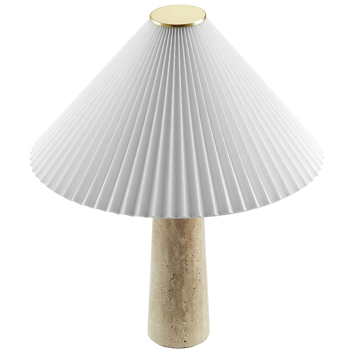 Cove Travertine Table Lamp With Pleated Shade by Modway