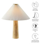 Cove Travertine Table Lamp With Pleated Shade by Modway
