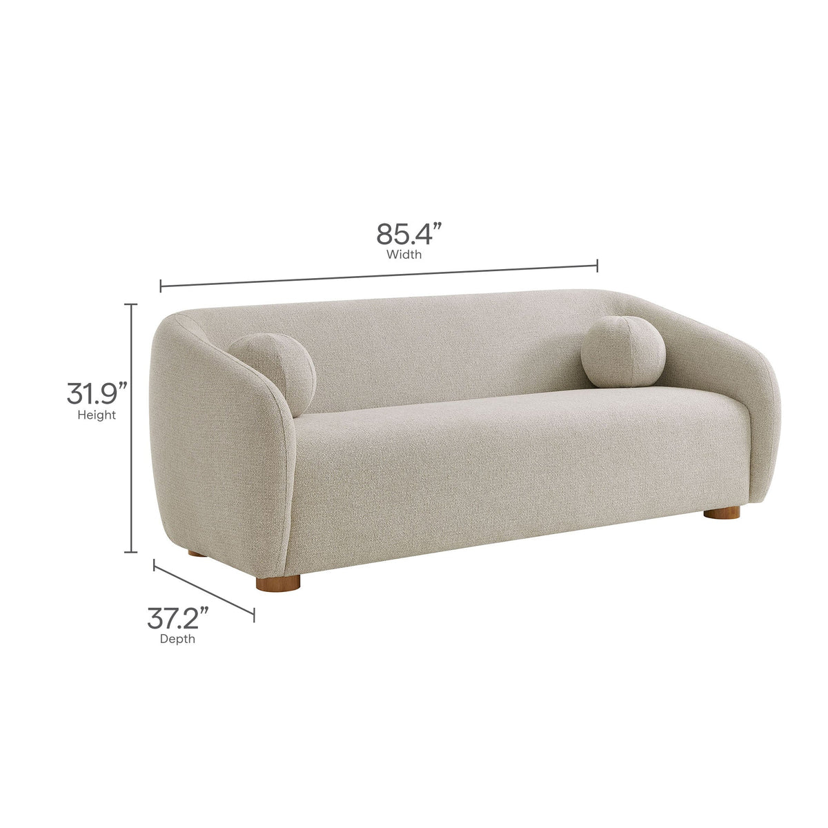 Holland 85" Chenille Fabric Sofa by Modway - Dove Gray / Navy / Taupe
