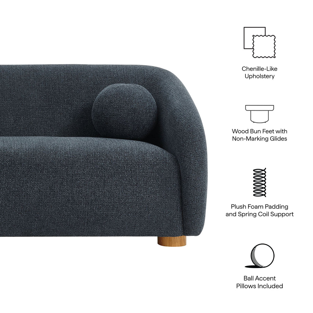 Holland 85" Chenille Fabric Sofa by Modway - Dove Gray / Navy / Taupe
