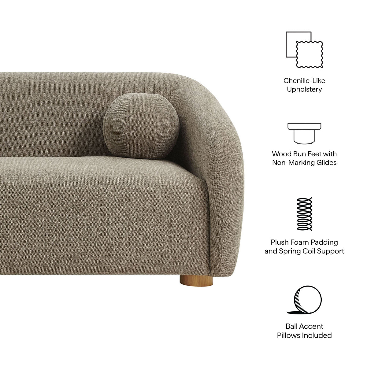 Holland 85" Chenille Fabric Sofa by Modway - Dove Gray / Navy / Taupe