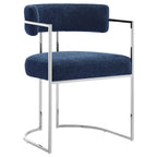 Huron Curved Back Fabric and Metal Dining Accent Chair