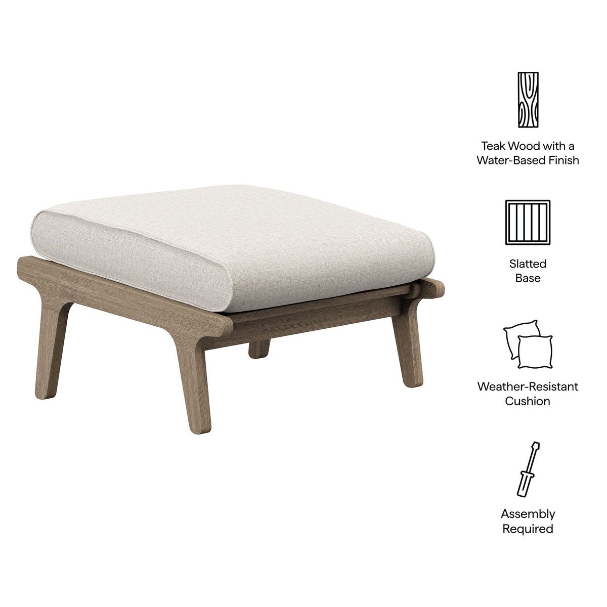 Saratoga Outdoor Patio Teak Ottoman by Modway