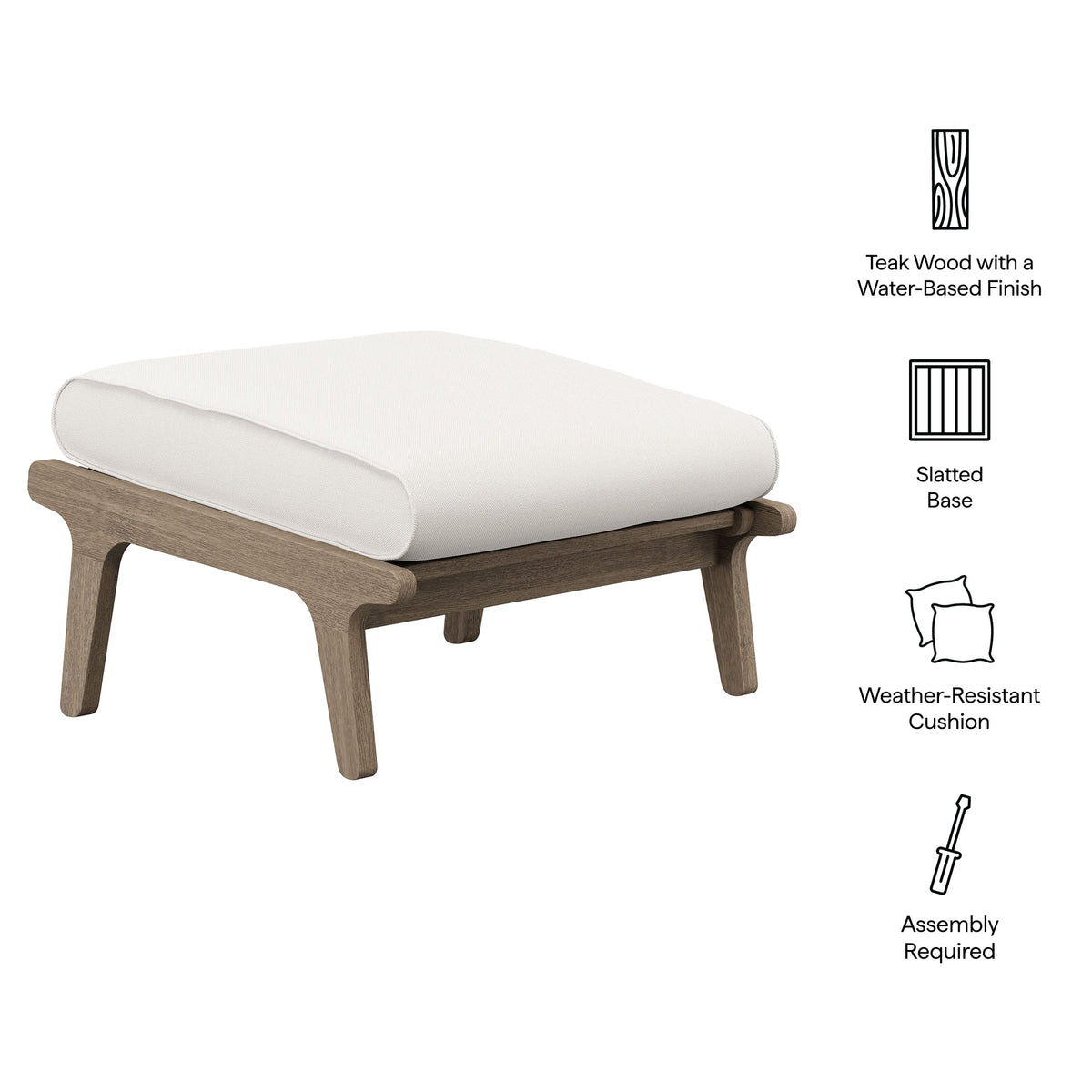 Saratoga Outdoor Patio Teak Ottoman by Modway