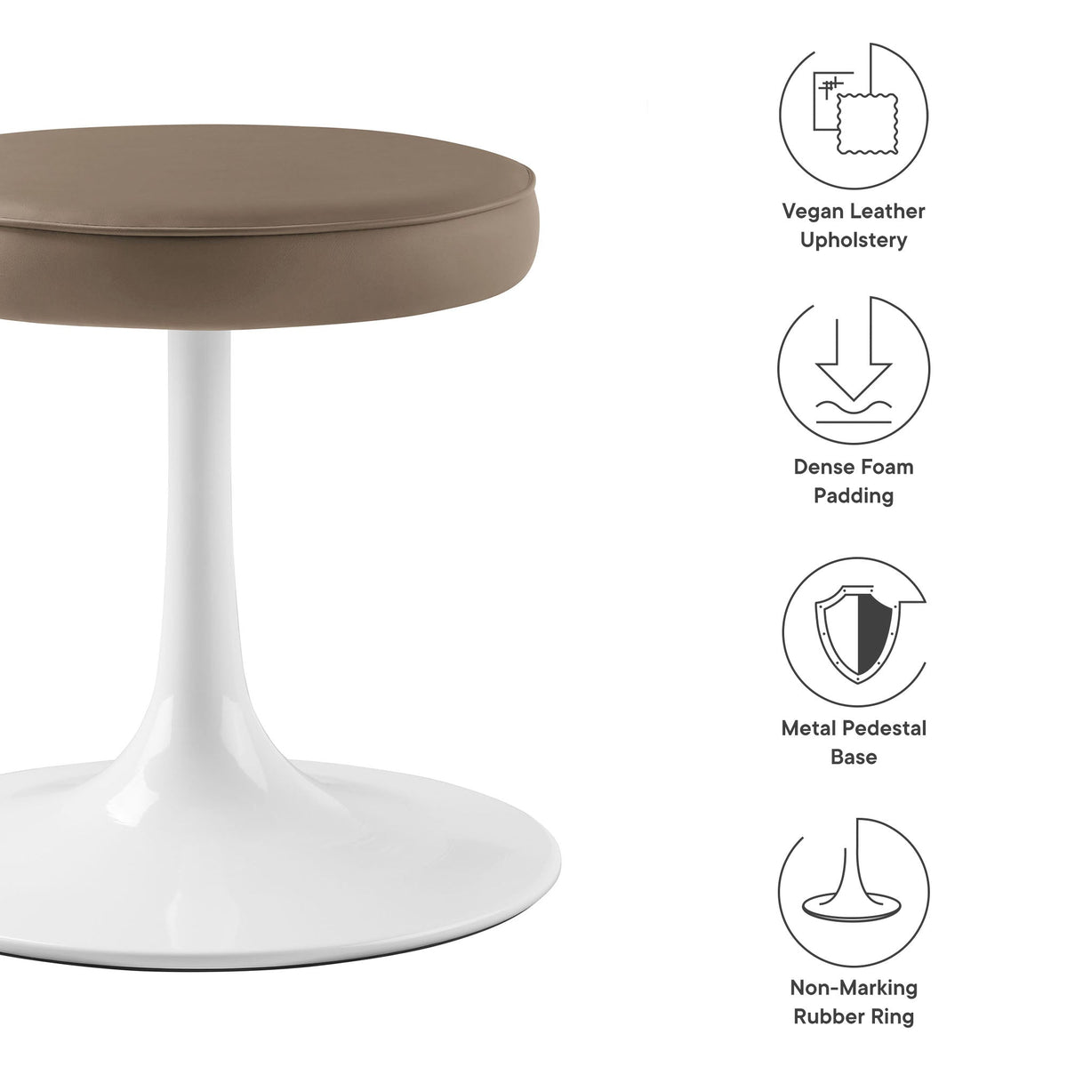 Lippa Vegan Leather Round Stool by Modway