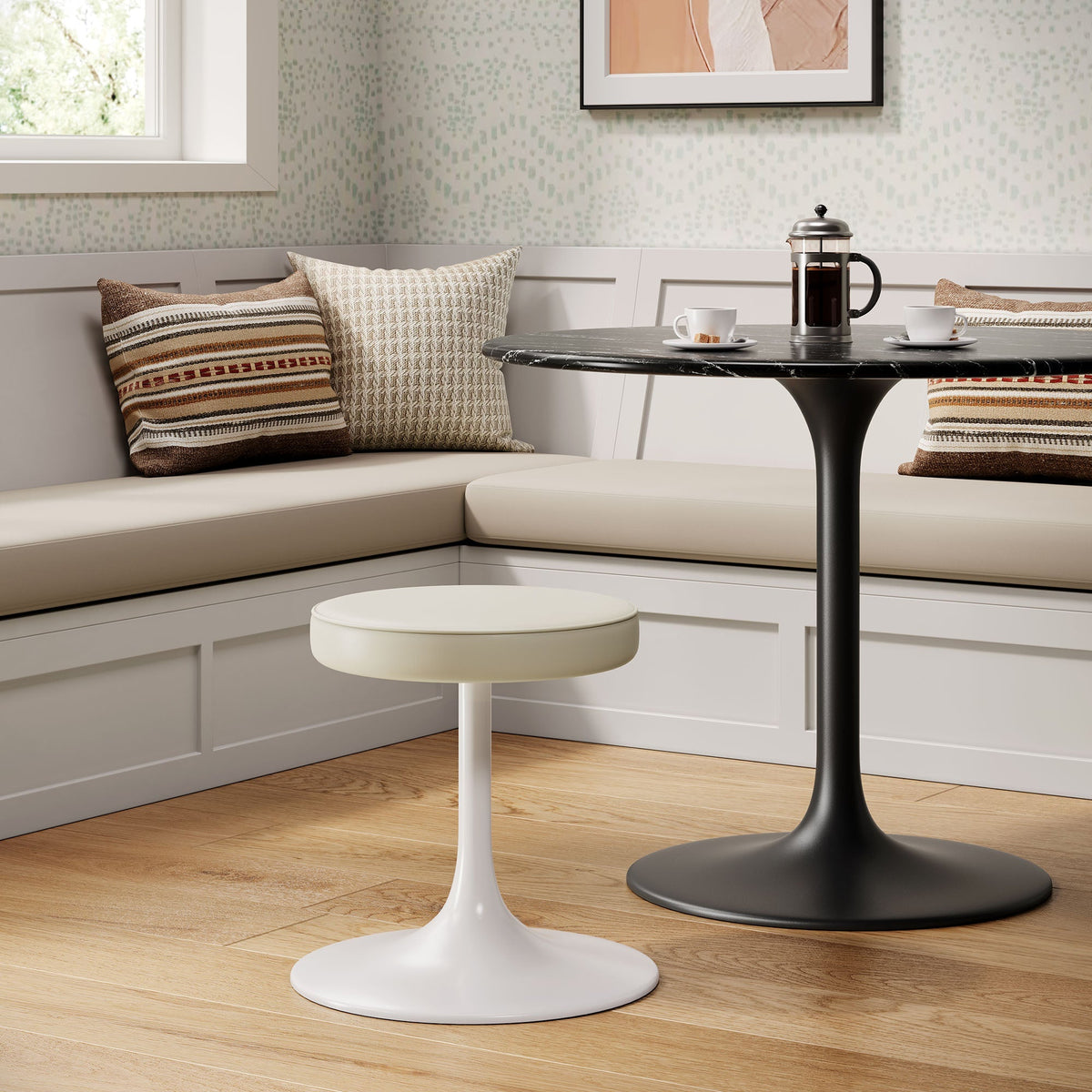 Lippa Vegan Leather Round Stool by Modway