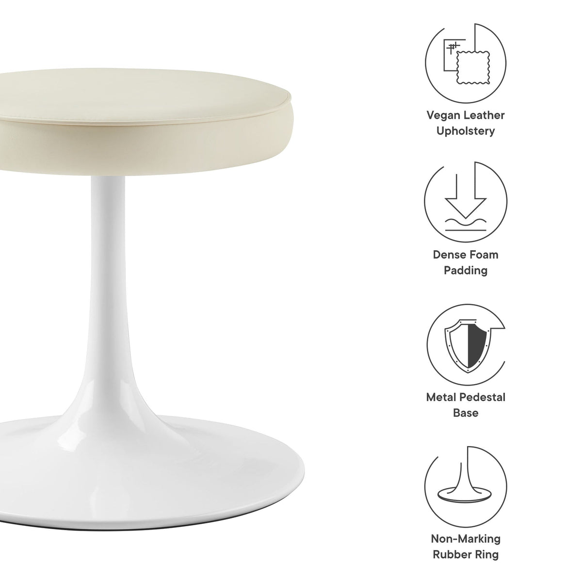 Lippa Vegan Leather Round Stool by Modway