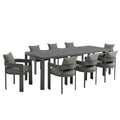 Tahoe 9-Piece Outdoor Patio Aluminum Dining Set With Extendable Table by Modway