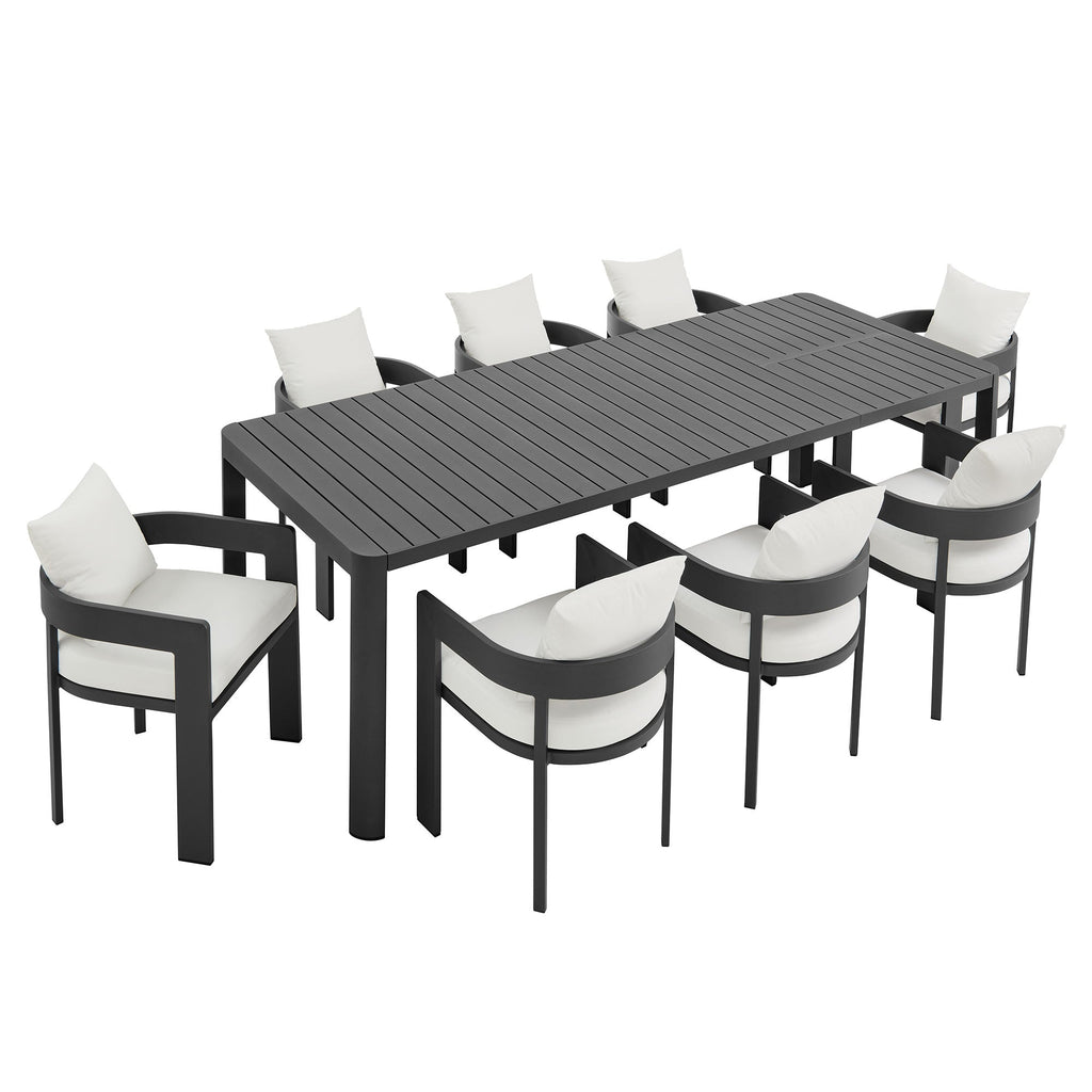 Tahoe 9-Piece Outdoor Patio Aluminum Dining Set With Extendable Table by Modway