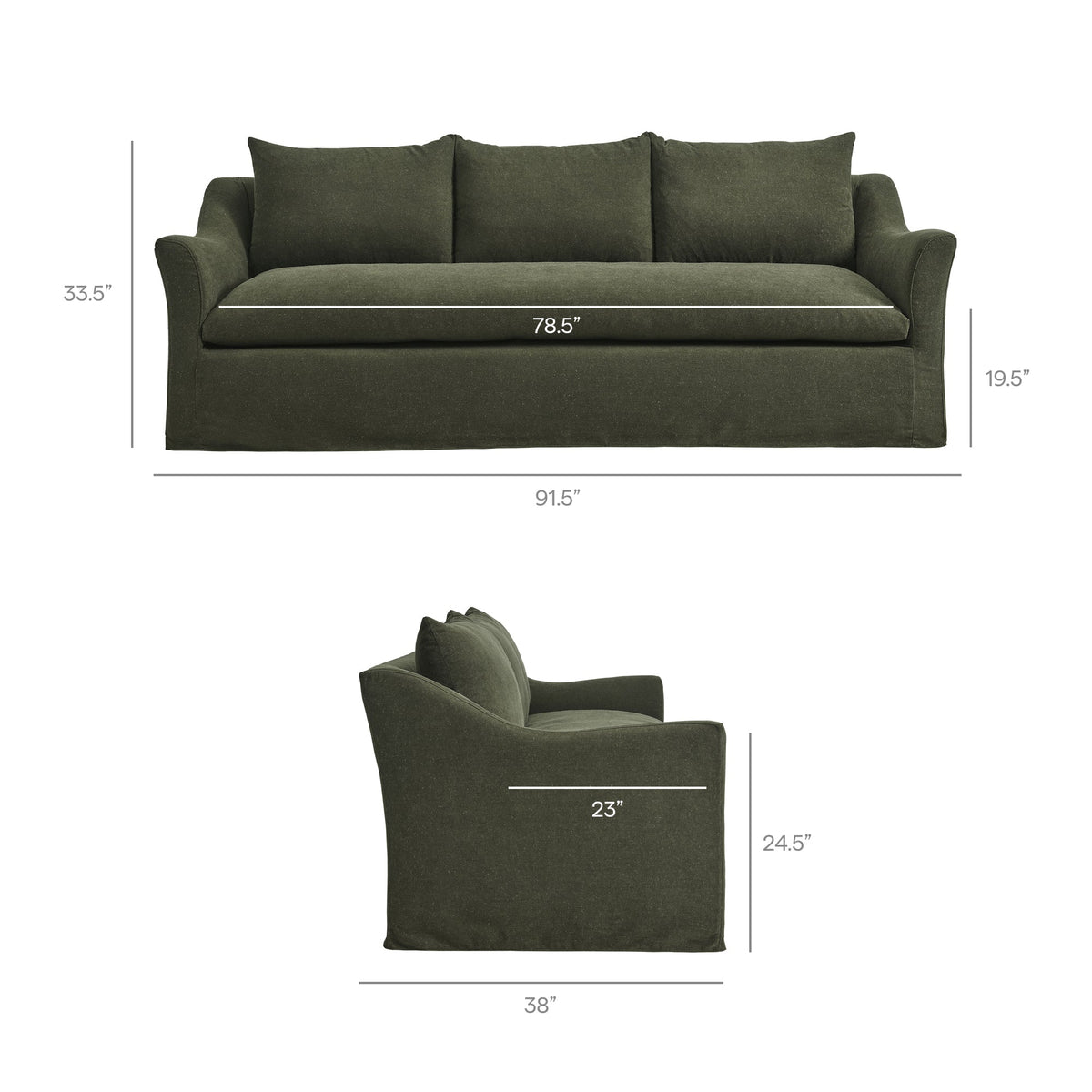 Somerset 92" Linen Blend Slipcovered Sofa by Modway