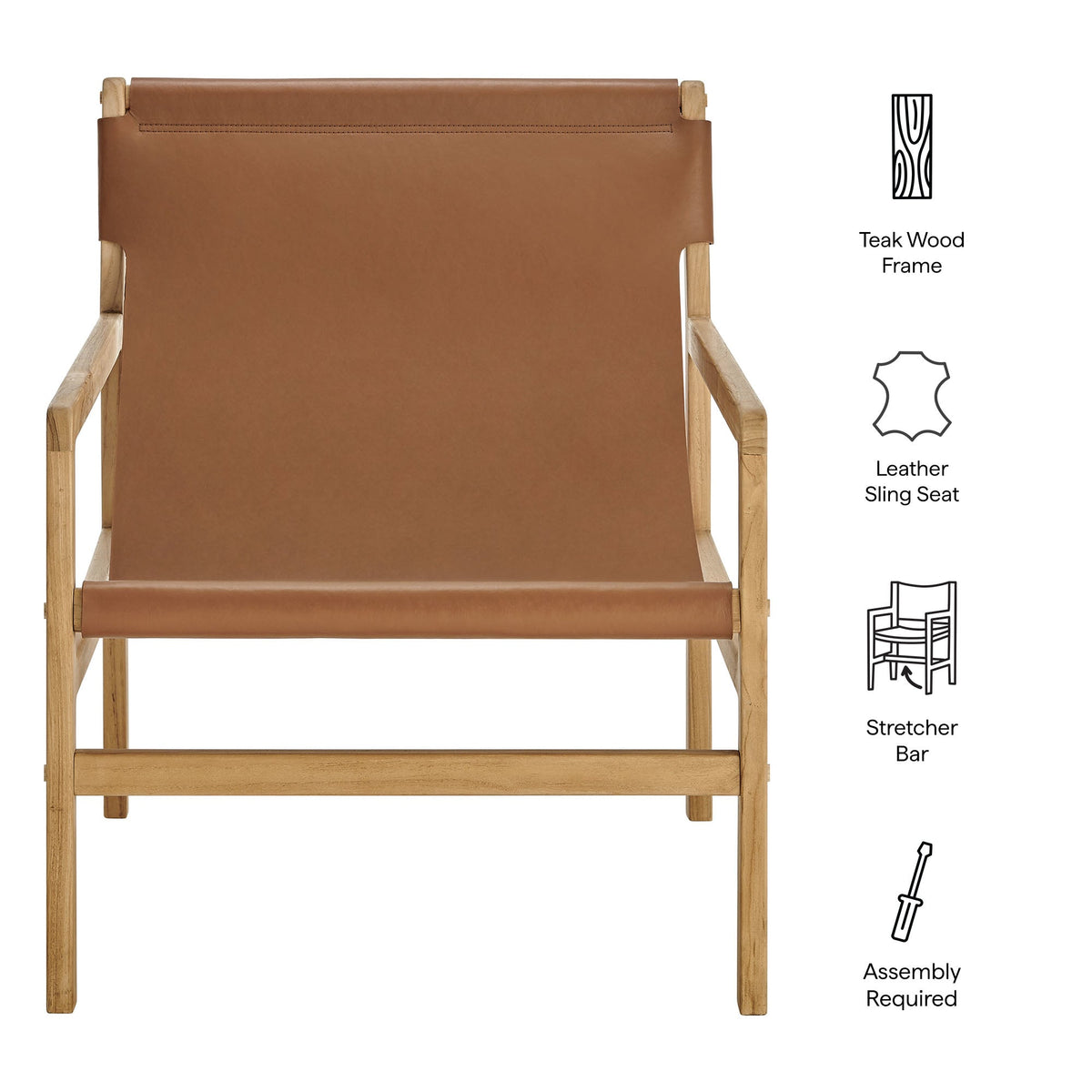 Sonora Leather Sling Chair by Modway