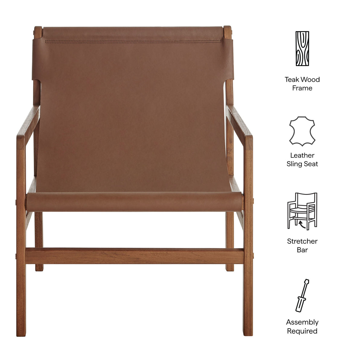 Sonora Leather Sling Chair by Modway