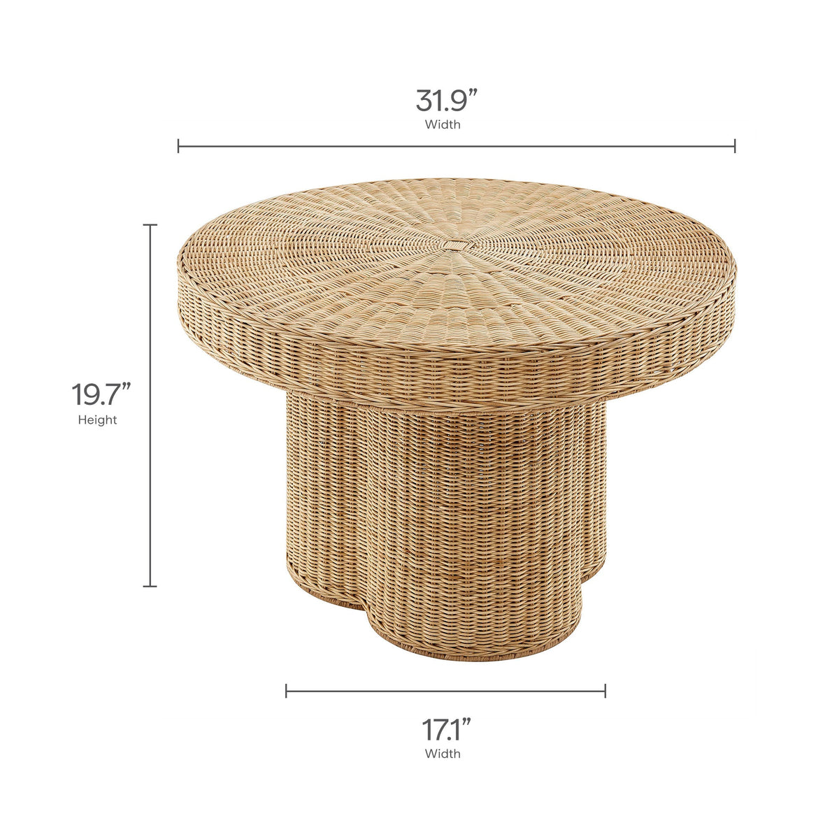 Ainsley 32 Inch Round Natural Rattan Coffee Table by Modway