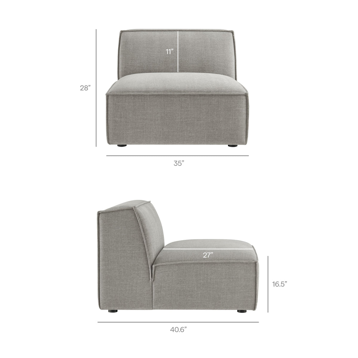 Restore Performance Fabric Upholstered Armless Modular Chair by Modway