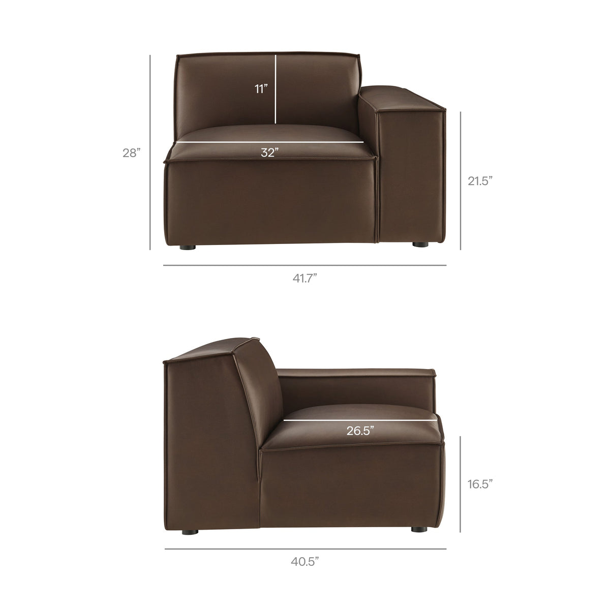 Restore Vegan Leather Right-Facing Modular Lounge Chair by Modway