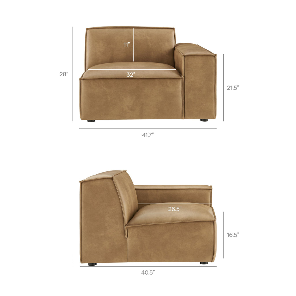 Restore Vegan Leather Right-Facing Modular Lounge Chair by Modway