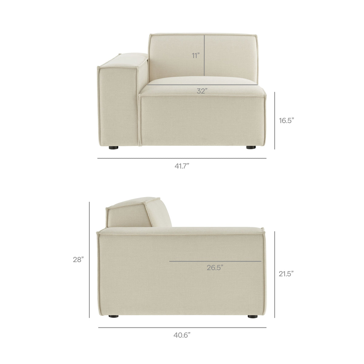 Restore Performance Fabric Upholstered Left-Facing Modular Lounge Chair by Modway