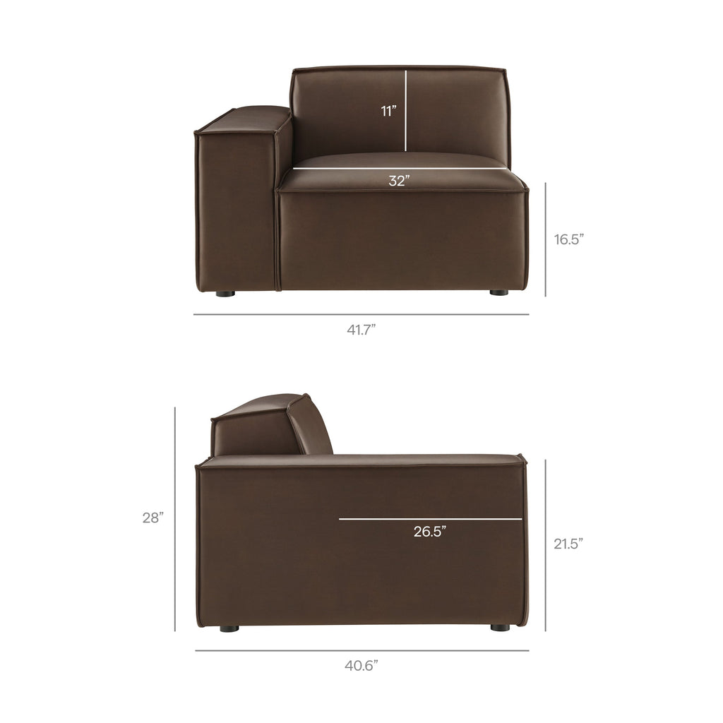 Restore 3-Piece Vegan Leather Modular Loveseat with Ottoman by Modway