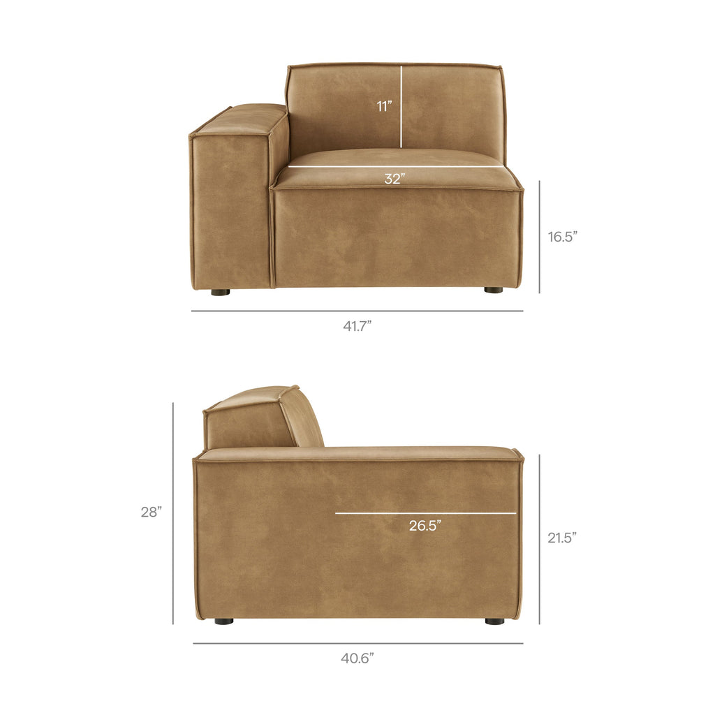 Restore 3-Piece Vegan Leather Modular Loveseat with Ottoman by Modway